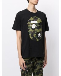 T-shirt à col rond imprimé noir A Bathing Ape