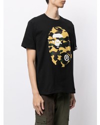 T-shirt à col rond imprimé noir A Bathing Ape