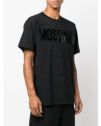 T-shirt à col rond imprimé noir Moschino