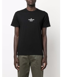 T-shirt à col rond imprimé noir Stone Island