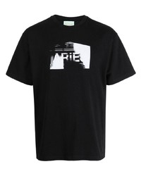 T-shirt à col rond imprimé noir Aries