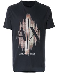 T-shirt à col rond imprimé noir Armani Exchange