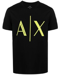 T-shirt à col rond imprimé noir Armani Exchange