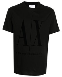 T-shirt à col rond imprimé noir Armani Exchange