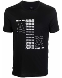 T-shirt à col rond imprimé noir Armani Exchange