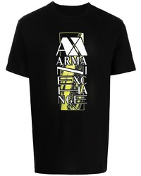 T-shirt à col rond imprimé noir Armani Exchange