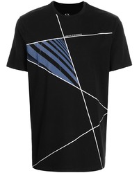 T-shirt à col rond imprimé noir Armani Exchange