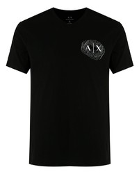 T-shirt à col rond imprimé noir Armani Exchange