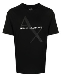 T-shirt à col rond imprimé noir Armani Exchange