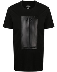 T-shirt à col rond imprimé noir Armani Exchange