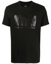 T-shirt à col rond imprimé noir Armani Exchange