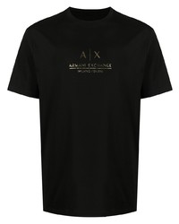 T-shirt à col rond imprimé noir Armani Exchange