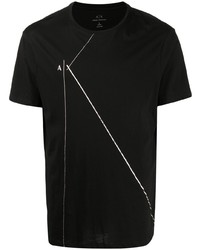 T-shirt à col rond imprimé noir Armani Exchange