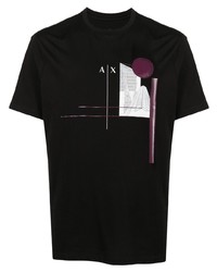 T-shirt à col rond imprimé noir Armani Exchange