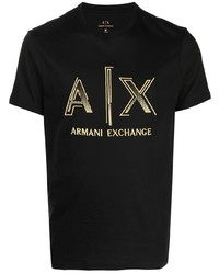 T-shirt à col rond imprimé noir Armani Exchange