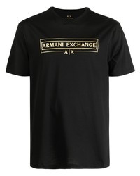 T-shirt à col rond imprimé noir Armani Exchange
