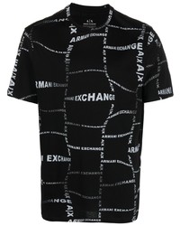 T-shirt à col rond imprimé noir Armani Exchange