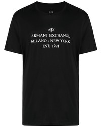 T-shirt à col rond imprimé noir Armani Exchange