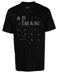 T-shirt à col rond imprimé noir Armani Exchange