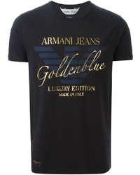 T-shirt à col rond imprimé noir Armani Jeans