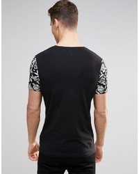 T-shirt à col rond imprimé noir Asos