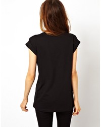 T-shirt à col rond imprimé noir Asos