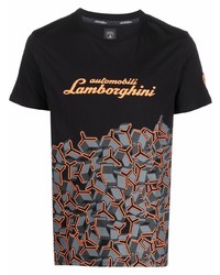 T-shirt à col rond imprimé noir Automobili Lamborghini