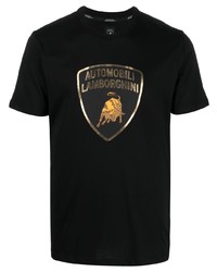 T-shirt à col rond imprimé noir Automobili Lamborghini