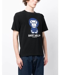 T-shirt à col rond imprimé noir A Bathing Ape