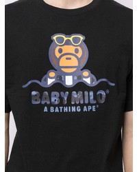 T-shirt à col rond imprimé noir A Bathing Ape