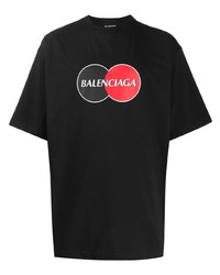 T-shirt à col rond imprimé noir Balenciaga