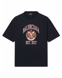 T-shirt à col rond imprimé noir Balenciaga