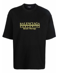 T-shirt à col rond imprimé noir Balenciaga