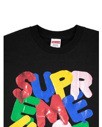 T-shirt à col rond imprimé noir Supreme