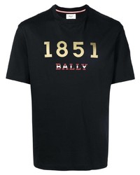 T-shirt à col rond imprimé noir Bally