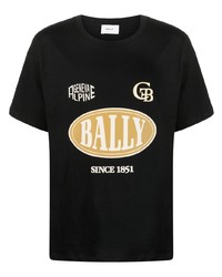 T-shirt à col rond imprimé noir Bally