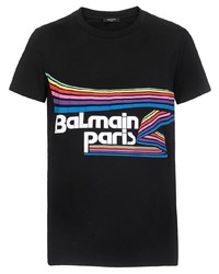 T-shirt à col rond imprimé noir Balmain