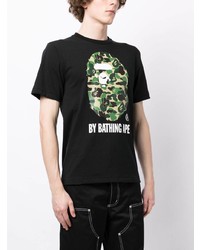 T-shirt à col rond imprimé noir A Bathing Ape