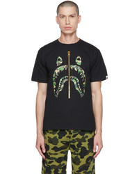 T-shirt à col rond imprimé noir BAPE