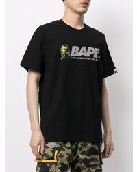 T-shirt à col rond imprimé noir A Bathing Ape