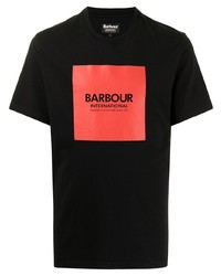 T-shirt à col rond imprimé noir Barbour