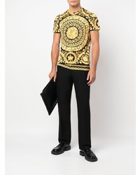 T-shirt à col rond imprimé noir Versace