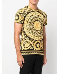 T-shirt à col rond imprimé noir Versace