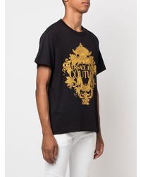 T-shirt à col rond imprimé noir VERSACE JEANS COUTURE