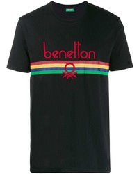 T-shirt à col rond imprimé noir Benetton