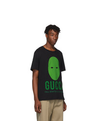 T-shirt à col rond imprimé noir Gucci