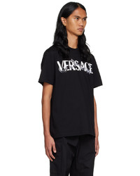 T-shirt à col rond imprimé noir Versace