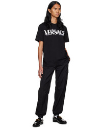 T-shirt à col rond imprimé noir Versace