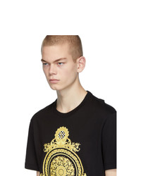 T-shirt à col rond imprimé noir Versace