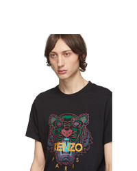 T-shirt à col rond imprimé noir Kenzo